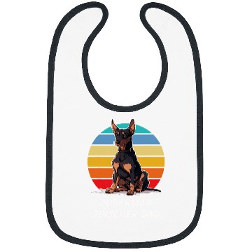 Discover Funny Doberman Pinscher For Dogs Dad Lovers Retro Sunset Bibs