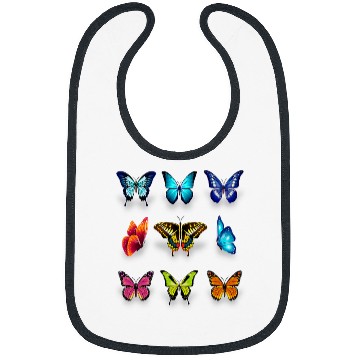 Discover Nine Beautiful Butterflies Bibs