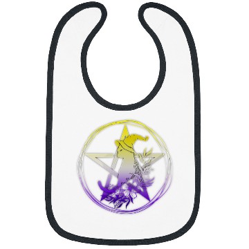 Discover Nonbinary Cat Pentagram Pagan Witch NB Enby Pride Floral Bibs