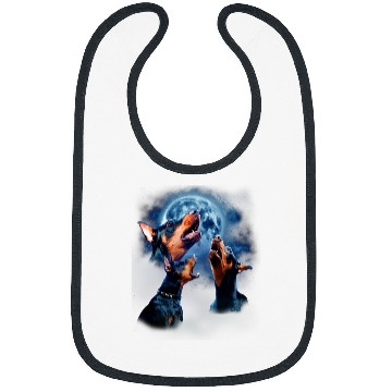 Discover Funny Doberman Doberman Pinscher Howling at the Moon Bibs