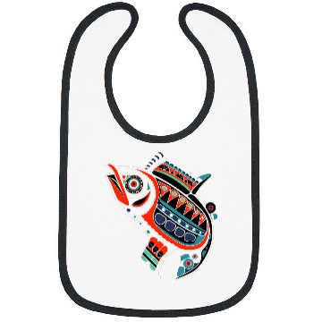Discover Salmon Fish in Abstract North American Plains Style Bibs