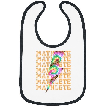 Discover Mathlete Lightning Bolt Tie Dye Leopard Stacked Words Math Bibs