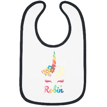 Discover Rainbow Unicorns Robin apparel Custom Name Gift for girls Bibs