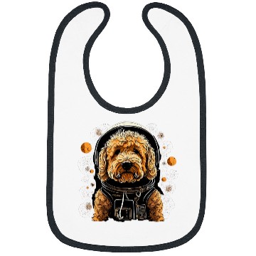 Discover Outer Space Golden Doodle on Galaxy Astronaut Goldendoodle Bibs