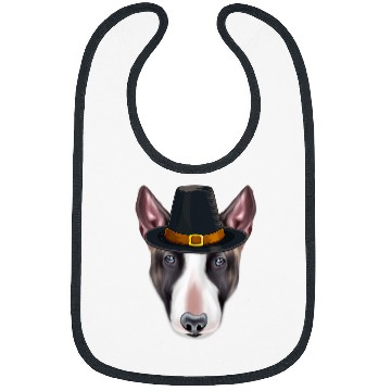 Discover Miniature Bull Terrier Wearing Pilgrim Hat Thanksgiving Bibs