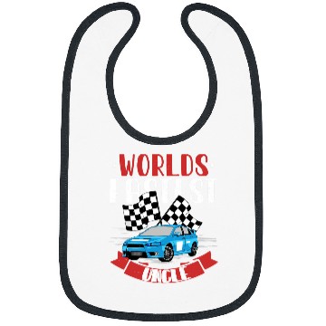 Discover Worlds Fastest Uncle Race Car Checkered Flag 3 Bibs