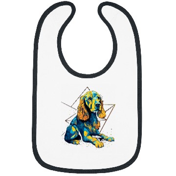 Discover Geometric Cocker Spaniel Dog Abstract Animal Arts Pattern 1 Bibs