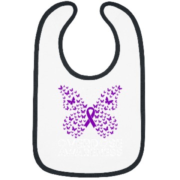 Discover Overdose Awareness Purple Ribbon Butterfly Bibs