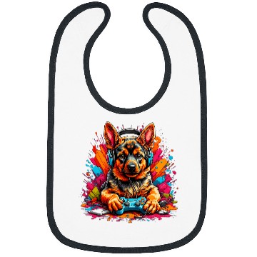 Discover Puppy Console Master German Shepherd Gamer Controller T Bibs