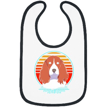 Discover Retro 80s Dog Face Pet Lover Springer Spaniel Bibs