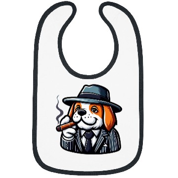 Discover Saint Bernard Gangster Funny Dog Mobster Bibs