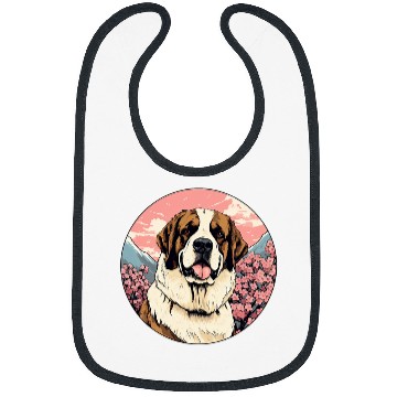 Discover Saint Bernard Cherry Blossom Funny Dog Flowers Bibs
