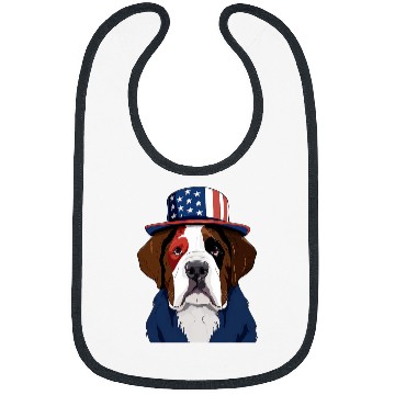Discover Saint Bernard with USA Flag American Independence Day Bibs