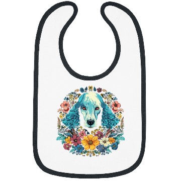 Discover Poodle Dog with Flowers Bibs