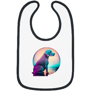 Discover Weimaraner Japanese Retro Synthwave Bibs