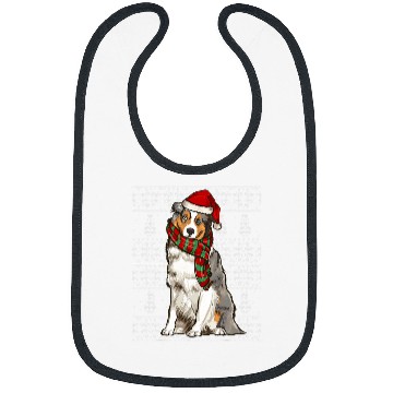 Discover Santa Hat xmass Australian Shepherd Ugly Christmas Bibs