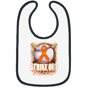 Discover Strike Out ADHD Awareness Baseball Ball Bats Orange Ribbon Bibs