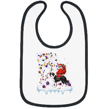 Discover Santa Riding Border Collie Dog Tree Lights Border Collie Fun Bibs