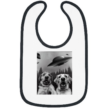Discover Labrador Selfie Funny Two ScaredyDogs and UFOs in Forest Bibs