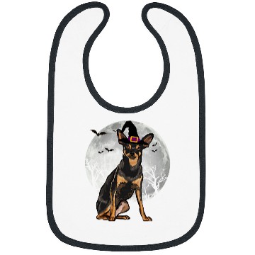 Discover Scary Miniature Pinscher Dog Witch Hat Halloween Bibs