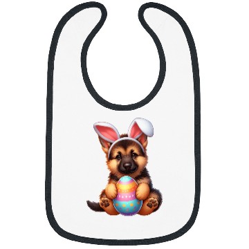 Discover German Shepherd Puppy Easter Bunny Colorful Easter Egg Dog Bibs