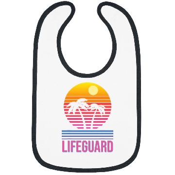 Discover Lifeguard Retro Palm Tree Swimming Beach Summer Bibs