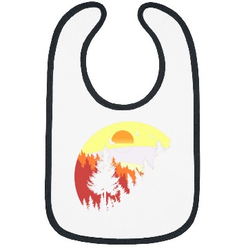 Discover Sunset Pine Tree Camping Retro Sun Graphic Sunrise Casual Bibs