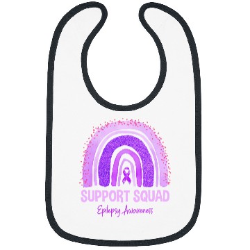 Discover Support Squad Epilepsy Awareness Rainbow Purple Ribbon Bibs