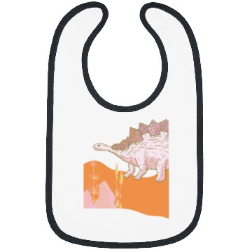 Discover Pink and Orange Prehistoric Jurassic Dinosaur Illustration Bibs
