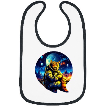 Discover Sad Astronaut Cat In Outer Space Galaxy Cat Astronaut Design Bibs