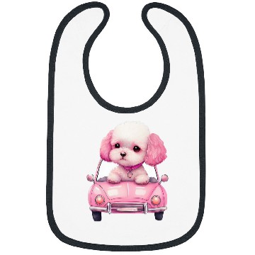 Discover Poodle in Cute Pink Car Bibs
