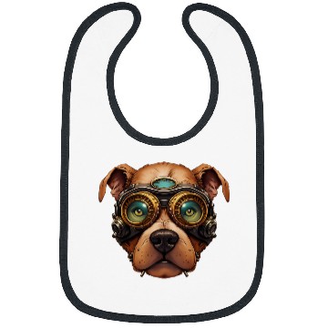 Discover Steampunk Pitbull Dog in Clockwork Glasses Steampunk Bibs