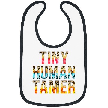 Discover Tiny Human Tamer Leopard Print Sunflower Teacher Babysitter Bibs