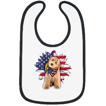 Discover Sunflower American Flag Labradoodle Dog Lovers Bibs