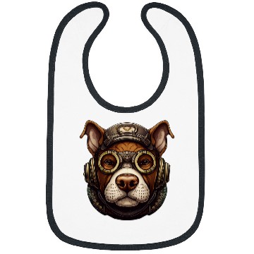 Discover Steampunk Pitbull Dog in Clockwork Glasses Steampunk 1 Bibs