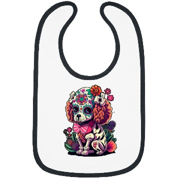 Discover Poodle Sugar skull Dia De Los Muertos halloween Bibs
