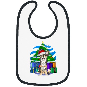 Discover Long haired Chihuahua Santa Christmas Tree Decor Bibs