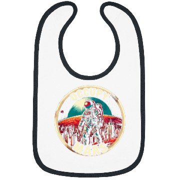 Discover Occupy Mars Retro Futuristic Astronaut on Mars Colony Bibs