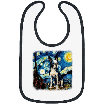 Discover Van gogh Boston Terrier in starry night Bibs