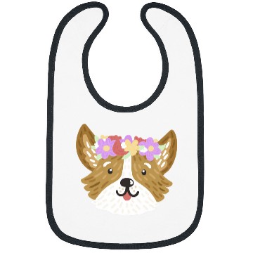 Discover Trendy Floral Corgi Portrait Bibs