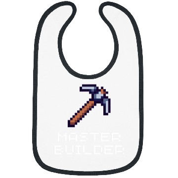 Discover Master Builder Funny Video Game Pickaxe Pixel Art Gamer Bibs