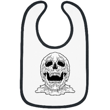 Discover Melting Skull Halloween Black White Art Bibs