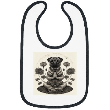 Discover Pug in Lotus Position Mantra Meditation Bibs