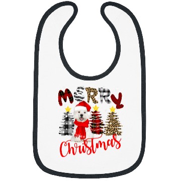 Discover Westie Merry Christmas Tree Leopard Plaid Printed Bibs