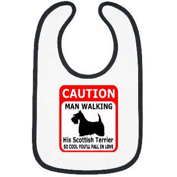 Discover Scottish Terrier Caution Man walking his... Bibs