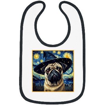 Discover Van Gogh Starry Night Pug Cute Dog Halloween Bibs