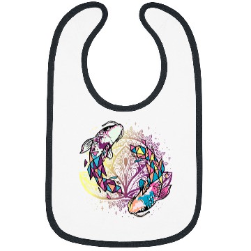 Discover Mandala Geometric Lotus Leaf Koi Japanese Art Bibs