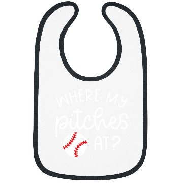 Discover Where My Pitches At Baseball Pitcher Softball Cute Funny Bibs