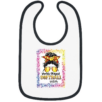 Discover Worlds Okayest Softball Sister Bleached Leopard Messy Bun Bibs