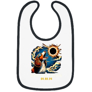 Discover Welsh Springer Spaniel Dog Howling At Solar Eclipse 1 Bibs